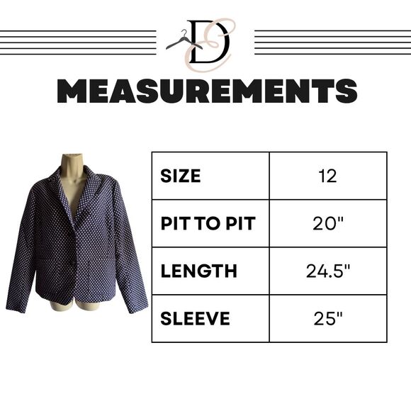 NWT Gap The Academy Blazer 12 Navy Blue Polka Dot Preppy - Picture 8 of 14